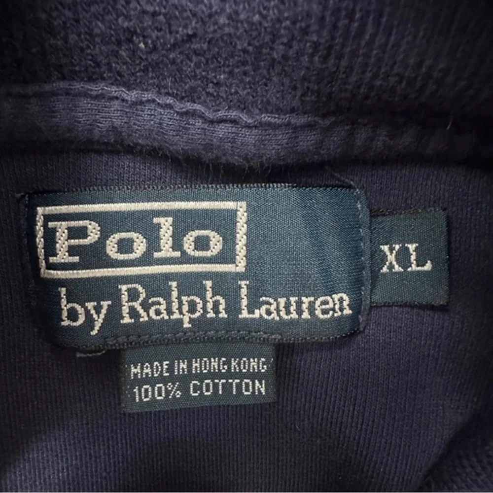 Polo Ralph Lauren Sweater‎ Mens XL Quarter Zip Pullover Blue Cotton Pony